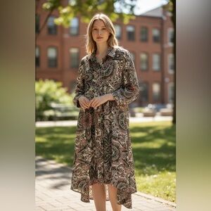 Joli Womens Asymmetrical Handkerchief Hem Shirt Dress XL Vintage Inspo Chic Boho